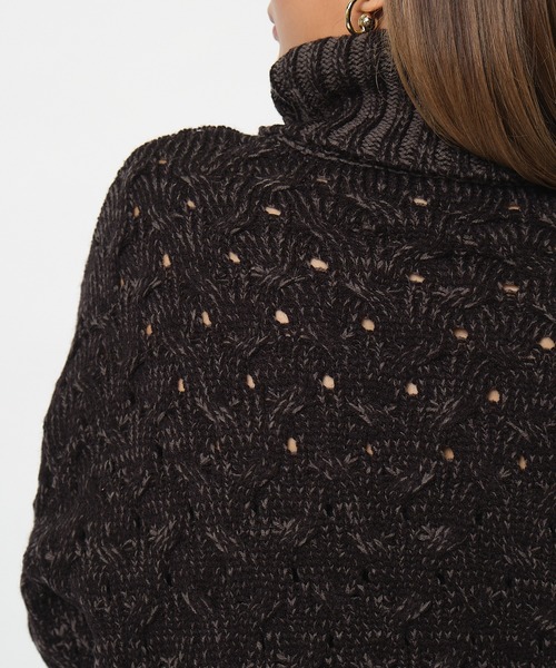 SPIRALGIRL（スパイラルガール）の「ミニケーブルタートルネックニット（ニット/セーター・レディース・ブラック/グリーン・FREE）」の5枚目の写真
