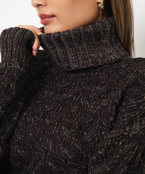 SPIRALGIRL（スパイラルガール）の「ミニケーブルタートルネックニット（ニット/セーター・レディース・ブラック/グリーン・FREE）」の11枚目の写真