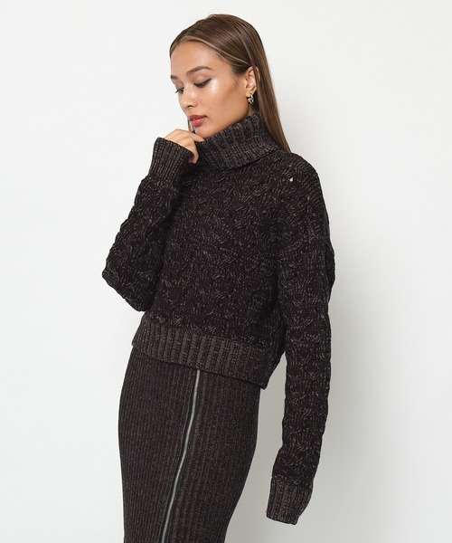 SPIRALGIRL（スパイラルガール）の「ミニケーブルタートルネックニット（ニット/セーター・レディース・ブラック/グリーン・FREE）」の19枚目の写真