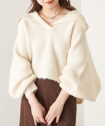 Chico | 【新色追加】ショート丈セーラー襟ワイドニット(ニット/セーター)