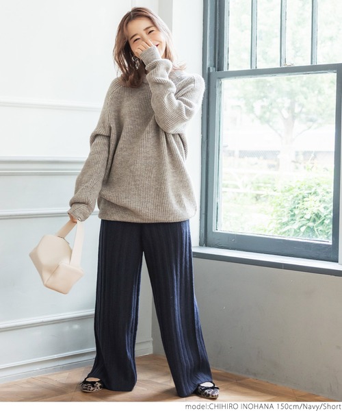 ❥cocora リブレギンスパンツ　ニット　ブルー JEANASIS（ジーナシス）の「ラメリブニットパンツ/146389