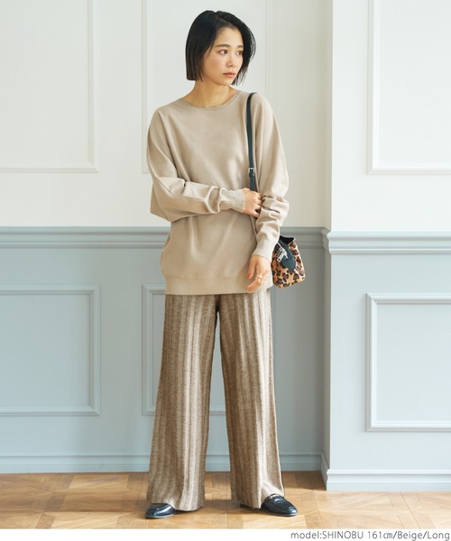 coca（coca）（コカ）の「＼新色登場／ふわふわ太リブニットパンツ（その他パンツ・レディース・チャコールグレー/ネイビー/ベージュ・SHORT/LONG）」の11枚目の写真