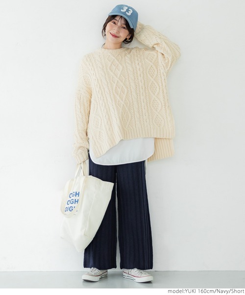 coca（coca）（コカ）の「＼新色登場／ふわふわ太リブニットパンツ（その他パンツ・レディース・チャコールグレー/ネイビー/ベージュ・SHORT/LONG）」の20枚目の写真