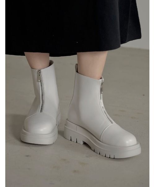 Re:EDIT（リエディ）の「フロントジッププラットフォームブーツ（ブーツ・レディース・ブラック/アイボリー・SMALL/MEDIUM/LARGE/X-LARGE/XX-LARGE）」の2枚目の写真