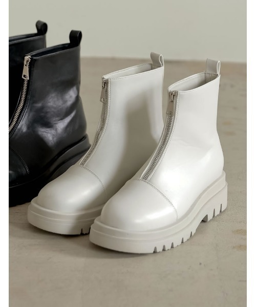 Re:EDIT（リエディ）の「フロントジッププラットフォームブーツ（ブーツ・レディース・ブラック/アイボリー・SMALL/MEDIUM/LARGE/X-LARGE/XX-LARGE）」の5枚目の写真