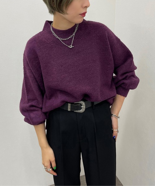 apres jour mignon(アプレジュールミニョン)の「ハイネックモチモチニットプルオーバー【ZOZOTOWN限定アイテム】(ニット/セーター・レディース・レッド/マスタード/グリーン/オレンジ系その他/ブラック/アイボリー/グリーン系その他3/パープル/ブルー/ブルー系その他2・X-LARGE/フリー)」の7枚目の写真