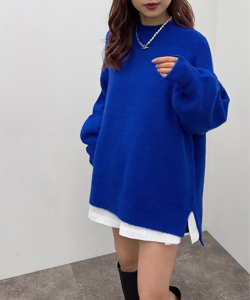 apres jour mignon(アプレジュールミニョン)の「ハイネックモチモチニットプルオーバー【ZOZOTOWN限定アイテム】(ニット/セーター・レディース・レッド/マスタード/グリーン/オレンジ系その他/ブラック/アイボリー/グリーン系その他3/パープル/ブルー/ブルー系その他2・X-LARGE/フリー)」の5枚目の写真