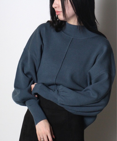 one way（ワンウェイ）の「【oneway】モックネック総針ニット（ニット/セーター・レディース・ブラック/ホワイト/ライトブルー/ライトグリーン/オレンジ/イエロー・FREE）」の5枚目の写真