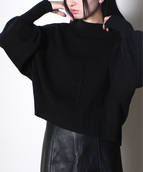 one way（ワンウェイ）の「【oneway】モックネック総針ニット（ニット/セーター・レディース・ブラック/ホワイト/ライトブルー/ライトグリーン/オレンジ/イエロー・FREE）」の3枚目の写真