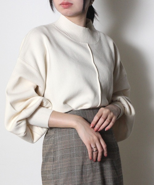 one way（ワンウェイ）の「【oneway】モックネック総針ニット（ニット/セーター・レディース・ブラック/ホワイト/ライトブルー/ライトグリーン/オレンジ/イエロー・FREE）」の13枚目の写真