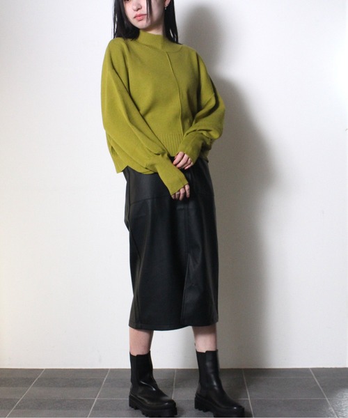 one way（ワンウェイ）の「【oneway】モックネック総針ニット（ニット/セーター・レディース・ブラック/ホワイト/ライトブルー/ライトグリーン/オレンジ/イエロー・FREE）」の11枚目の写真