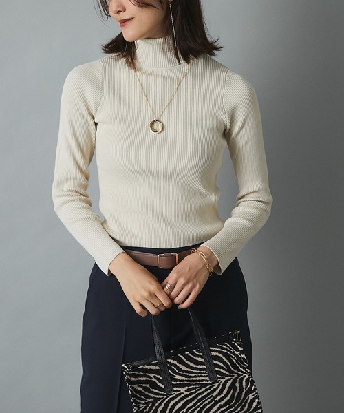 un dix cors（アンディコール）の「大人の日常着インナー　リブタートル（ニット/セーター・レディース・オフホワイト/ブラック/グレー・FREE）」の2枚目の写真