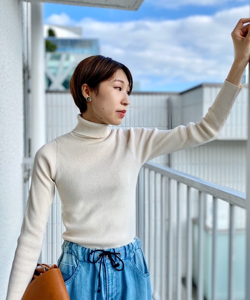 un dix cors（アンディコール）の「大人の日常着インナー　リブタートル（ニット/セーター・レディース・オフホワイト/ブラック/グレー・FREE）」の6枚目の写真