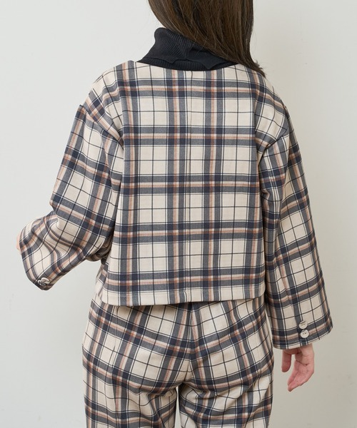 natural couture（ナチュラルクチュール）の「モクロディショートジャケット（ノーカラージャケット・レディース・ブラック/ブラウン/チェック/ライトベージュ・FREE）」の7枚目の写真