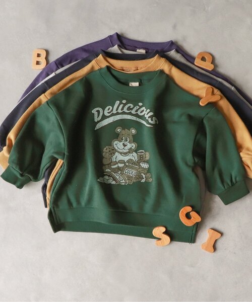 BREEZE by yumi.（ブリーズバイユミ）の「WEB限定グラフィックトレーナー 【BREEZE by yumi.】（スウェット・キッズ・アイボリー/マスタード/チャコール/パープル/グリーン・100/110/140/90/130/80/120）」の4枚目の写真