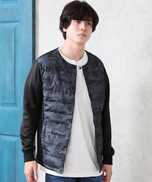 Beno（ビーノ）の「ダウン80% ノーカラー インナー ダウン ジャケット（ダウンジャケット/コート・メンズ・ネイビー/ブラック/グレー系カモフラージュ/チャコールグレー/カーキ/ベージュ・M/LL/L/XL）」の6枚目の写真