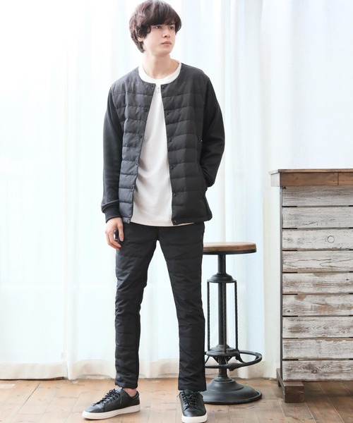 Beno（ビーノ）の「ダウン80% ノーカラー インナー ダウン ジャケット（ダウンジャケット/コート・メンズ・ネイビー/ブラック/グレー系カモフラージュ/チャコールグレー/カーキ/ベージュ・M/LL/L/XL）」の10枚目の写真