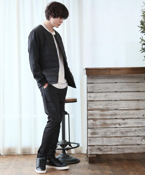 Beno（ビーノ）の「ダウン80% ノーカラー インナー ダウン ジャケット（ダウンジャケット/コート・メンズ・ネイビー/ブラック/グレー系カモフラージュ/チャコールグレー/カーキ/ベージュ・M/LL/L/XL）」の11枚目の写真