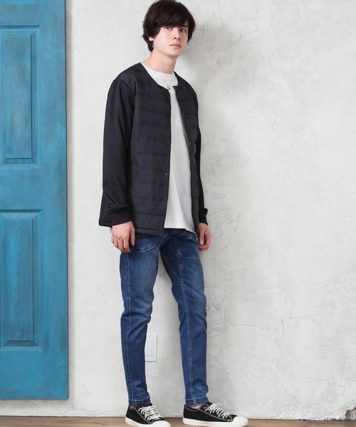 Beno（ビーノ）の「ダウン80% ノーカラー インナー ダウン ジャケット（ダウンジャケット/コート・メンズ・ネイビー/ブラック/グレー系カモフラージュ/チャコールグレー/カーキ/ベージュ・M/LL/L/XL）」の15枚目の写真