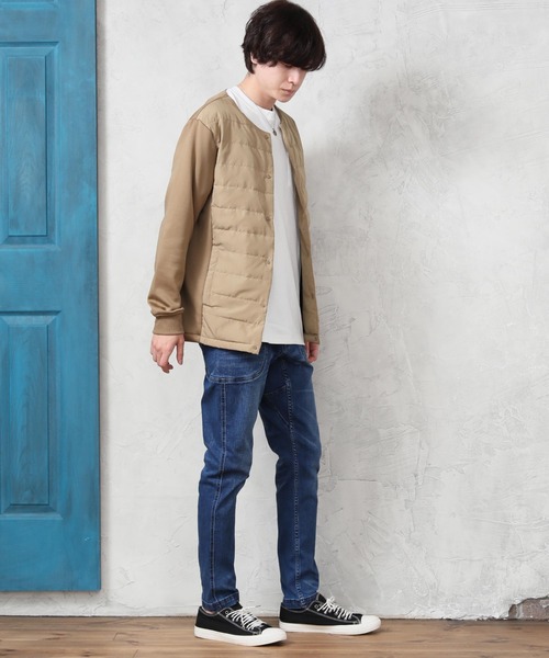 Beno（ビーノ）の「ダウン80% ノーカラー インナー ダウン ジャケット（ダウンジャケット/コート・メンズ・ネイビー/ブラック/グレー系カモフラージュ/チャコールグレー/カーキ/ベージュ・M/LL/L/XL）」の12枚目の写真