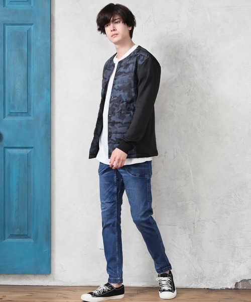 Beno（ビーノ）の「ダウン80% ノーカラー インナー ダウン ジャケット（ダウンジャケット/コート・メンズ・ネイビー/ブラック/グレー系カモフラージュ/チャコールグレー/カーキ/ベージュ・M/LL/L/XL）」の13枚目の写真