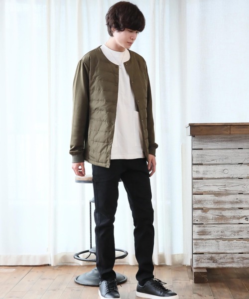 Beno（ビーノ）の「ダウン80% ノーカラー インナー ダウン ジャケット（ダウンジャケット/コート・メンズ・ネイビー/ブラック/グレー系カモフラージュ/チャコールグレー/カーキ/ベージュ・M/LL/L/XL）」の14枚目の写真