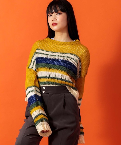 Anside(アンサイド)の「モヘアタッチ×ロービングヤーンプルオーバー(ニット/セーター・レディース・グリーン/イエロー/ベージュ・M)」の12枚目の写真