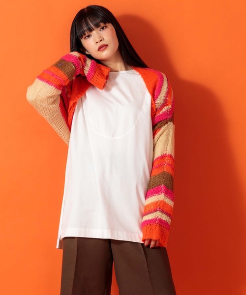 Anside(アンサイド)の「モヘアタッチ×ロービングヤーンプルオーバー(ニット/セーター・レディース・グリーン/イエロー/ベージュ・M)」の6枚目の写真