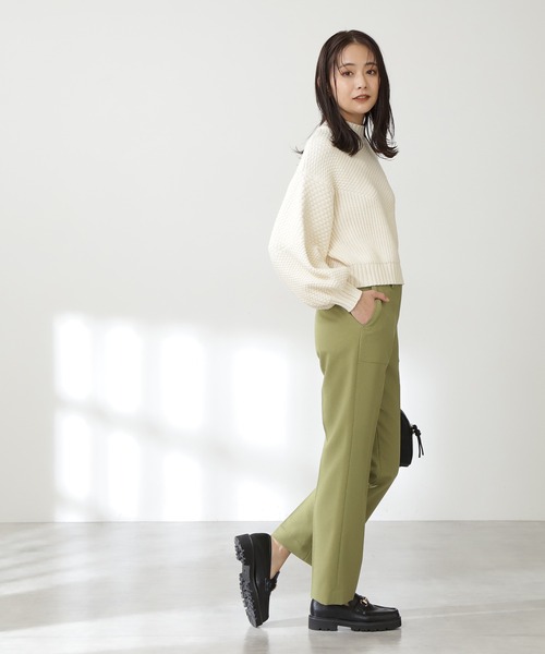 N.（N. Natural Beauty Basic）（エヌエヌナチュラルビューティーベーシック）の「◆柄ＭＩＸニット（ニット/セーター・レディース・ナチュラル/パープル系その他/ライトグリーン・MEDIUM）」の4枚目の写真