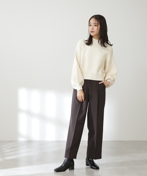 N.（N. Natural Beauty Basic）（エヌエヌナチュラルビューティーベーシック）の「◆柄ＭＩＸニット（ニット/セーター・レディース・ナチュラル/パープル系その他/ライトグリーン・MEDIUM）」の7枚目の写真