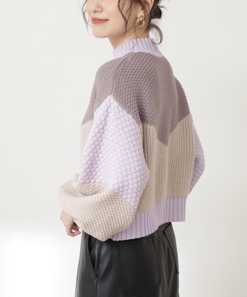 N.（N. Natural Beauty Basic）（エヌエヌナチュラルビューティーベーシック）の「◆柄ＭＩＸニット（ニット/セーター・レディース・ナチュラル/パープル系その他/ライトグリーン・MEDIUM）」の11枚目の写真