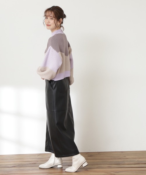 N.（N. Natural Beauty Basic）（エヌエヌナチュラルビューティーベーシック）の「◆柄ＭＩＸニット（ニット/セーター・レディース・ナチュラル/パープル系その他/ライトグリーン・MEDIUM）」の6枚目の写真