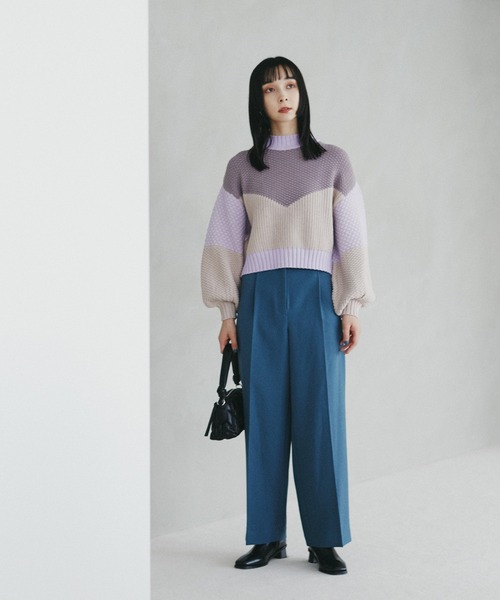 N.（N. Natural Beauty Basic）（エヌエヌナチュラルビューティーベーシック）の「◆柄ＭＩＸニット（ニット/セーター・レディース・ナチュラル/パープル系その他/ライトグリーン・MEDIUM）」の18枚目の写真