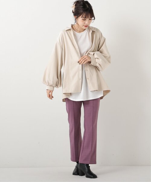 RAY CASSIN（レイカズン）の「ミジンコール袖ボリュームシャツ（シャツ/ブラウス・レディース・ベージュ/パープル/ミント/ライトカーキ/グレイッシュベージュ・FREE）」の8枚目の写真