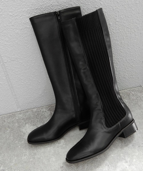 minia（ミニア）の「リブロング　◆（ブーツ・レディース・ブラック/ベージュ・S/M/L/LL）」の4枚目の写真