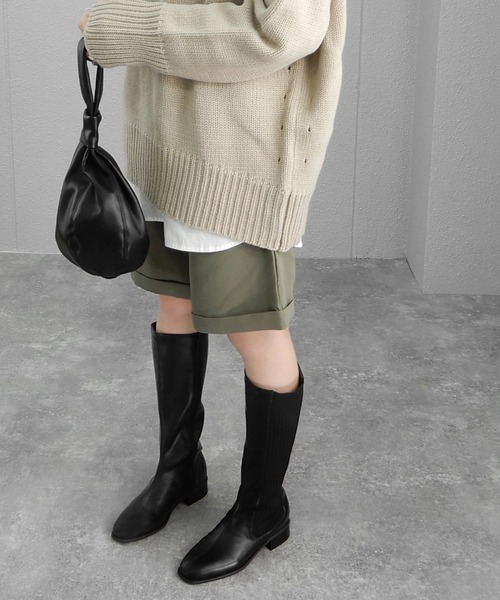 minia（ミニア）の「リブロング　◆（ブーツ・レディース・ブラック/ベージュ・S/M/L/LL）」の13枚目の写真