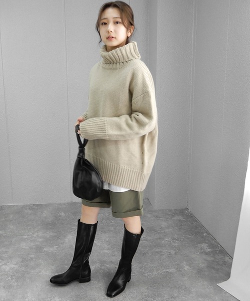 minia（ミニア）の「リブロング　◆（ブーツ・レディース・ブラック/ベージュ・S/M/L/LL）」の17枚目の写真