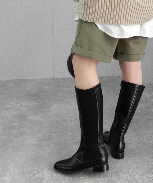 minia（ミニア）の「リブロング　◆（ブーツ・レディース・ブラック/ベージュ・S/M/L/LL）」の15枚目の写真