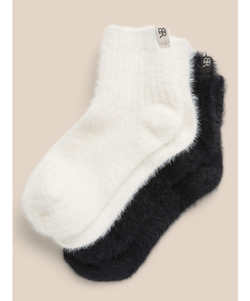 Banana Republic(バナナリパブリック)の「ファジー アンクルソックス (2足組)(ソックス/靴下・レディース・ブラック/ベージュ・ONE SIZE)」の1枚目の写真