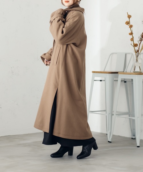 fupel(フぺル)の「サイドスリットステンカラーコート(ステンカラーコート・レディース・ブラウン/ライトブラウン・SMALL/MEDIUM)」の4枚目の写真