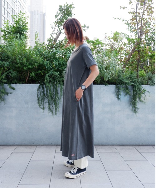 MANASTASH(マナスタッシュ)の「MANASTASH/マナスタッシュ W's PIGMENT FLARE DRESS ウィメンズ ピグメントフレアワンピース(ワンピース・レディース・ブラック/ベージュ/グリーン・MEDIUM)」の10枚目の写真