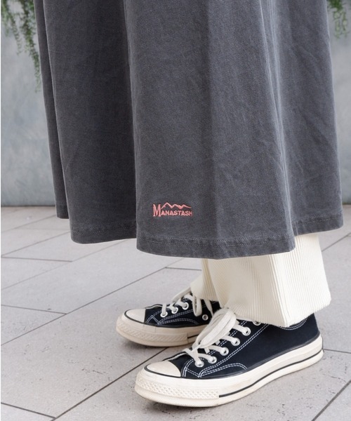 MANASTASH(マナスタッシュ)の「MANASTASH/マナスタッシュ W's PIGMENT FLARE DRESS ウィメンズ ピグメントフレアワンピース(ワンピース・レディース・ブラック/ベージュ/グリーン・MEDIUM)」の7枚目の写真