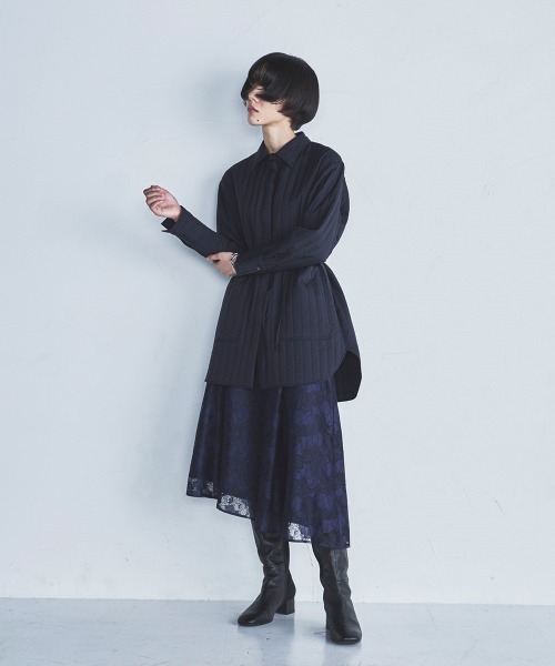 lautreamont BLEUBLANC（ロートレアモンブルーブラン）の「<lautreamont BLEUBLANC>アシンメトリーレーススカート（スカート・レディース・ネイビー/イエロー・9号/11号/7号）」の8枚目の写真