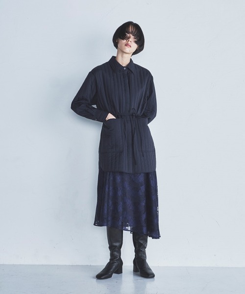 lautreamont BLEUBLANC（ロートレアモンブルーブラン）の「<lautreamont BLEUBLANC>アシンメトリーレーススカート（スカート・レディース・ネイビー/イエロー・9号/11号/7号）」の4枚目の写真