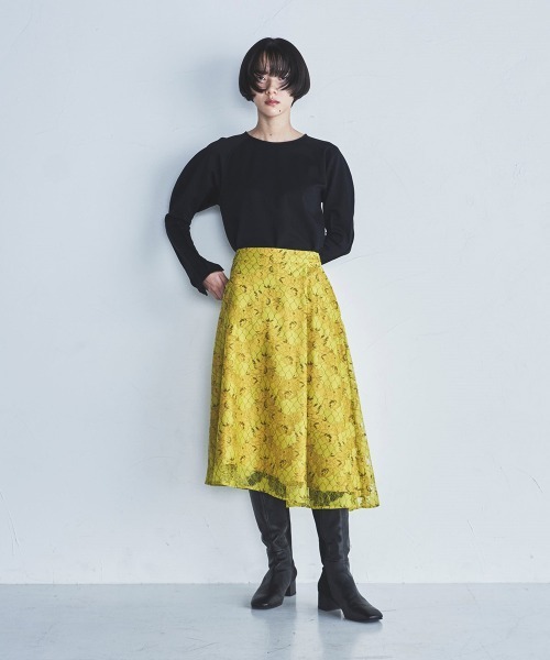 lautreamont BLEUBLANC（ロートレアモンブルーブラン）の「<lautreamont BLEUBLANC>アシンメトリーレーススカート（スカート・レディース・ネイビー/イエロー・9号/11号/7号）」の9枚目の写真
