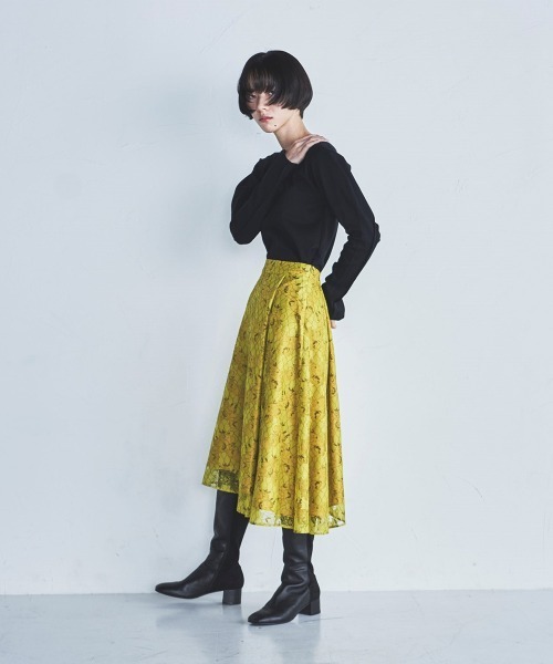 lautreamont BLEUBLANC（ロートレアモンブルーブラン）の「<lautreamont BLEUBLANC>アシンメトリーレーススカート（スカート・レディース・ネイビー/イエロー・9号/11号/7号）」の5枚目の写真