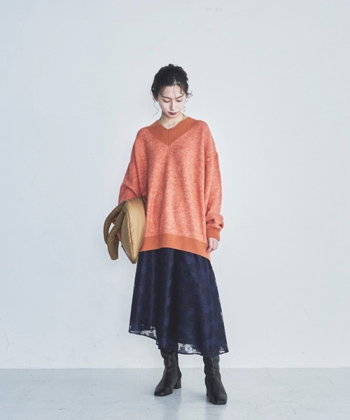 lautreamont BLEUBLANC（ロートレアモンブルーブラン）の「<lautreamont BLEUBLANC>アシンメトリーレーススカート（スカート・レディース・ネイビー/イエロー・9号/11号/7号）」の6枚目の写真