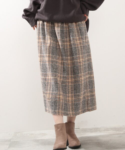 DRESKIP（ドレスキップ）の「◆ウエスト太リブチェックスカート（スカート・レディース・ダークブラウン系1/グレー系その他/キャメル/ブラック系1・00）」の4枚目の写真