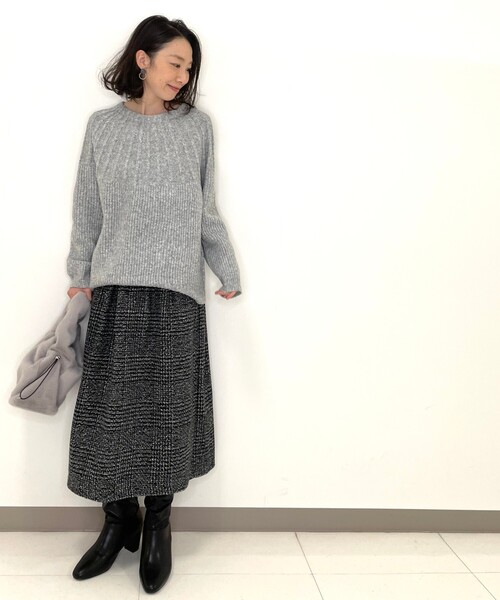 DRESKIP（ドレスキップ）の「◆ウエスト太リブチェックスカート（スカート・レディース・ダークブラウン系1/グレー系その他/キャメル/ブラック系1・00）」の5枚目の写真