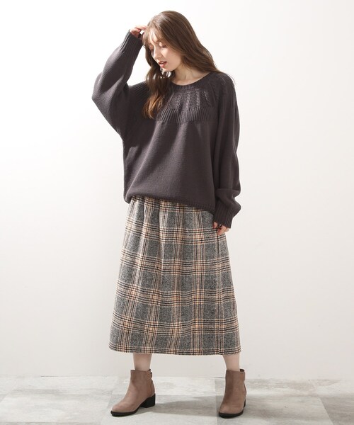 DRESKIP（ドレスキップ）の「◆ウエスト太リブチェックスカート（スカート・レディース・ダークブラウン系1/グレー系その他/キャメル/ブラック系1・00）」の10枚目の写真